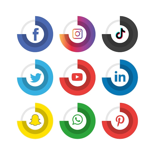 Social media icons set logo vector illustrator