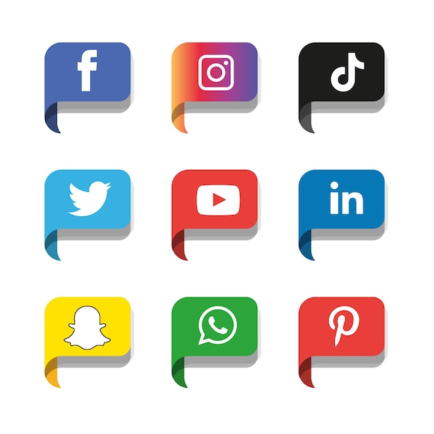 Vector social media icons set logo vector illustrator