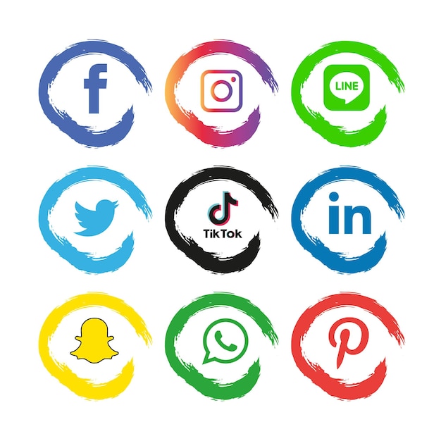 Social media icons set Logo Vector Illustrator