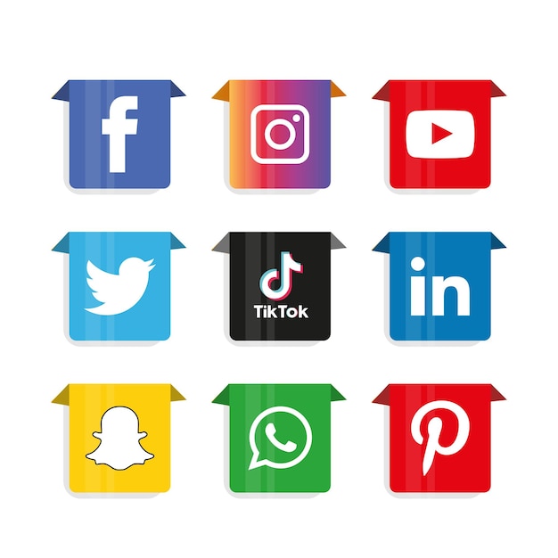 Social media icons set logo vector illustrator