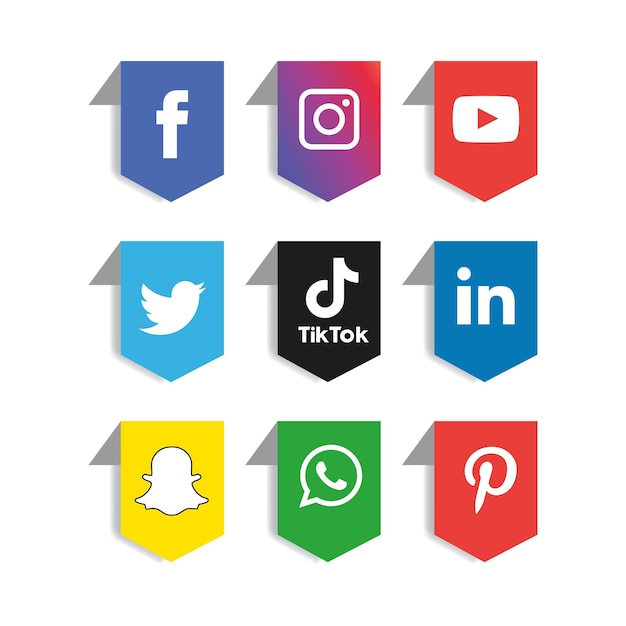 Social media icons set logo vector illustrator