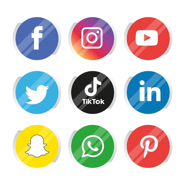 Social media icons set Logo Vector Illustrator