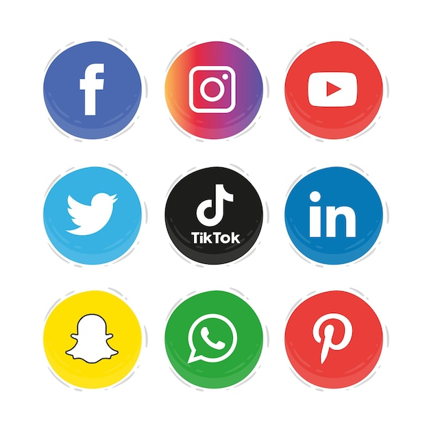 Social media icons set logo vector illustrator