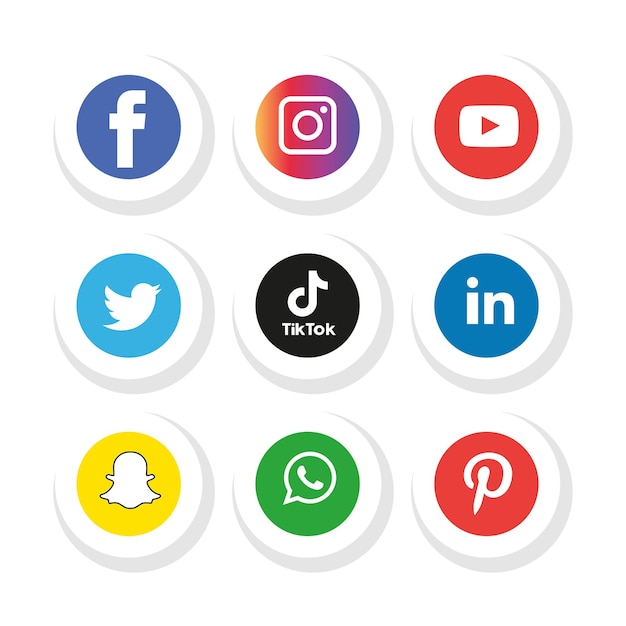 Social media icons set Logo Vector Illustrator