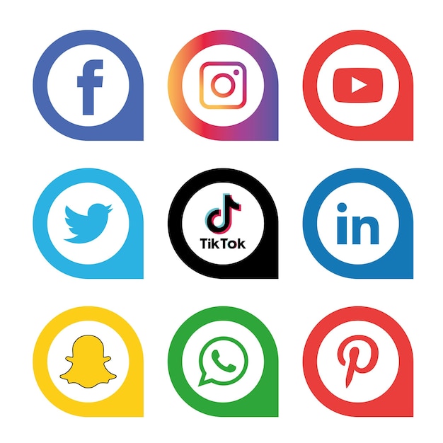 Social media icons set Logo Vector Illustrator