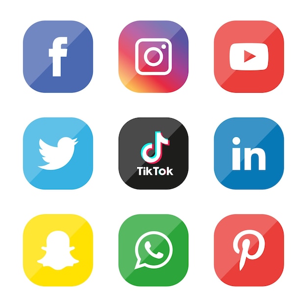 Social media icons set Logo Vector Illustrator