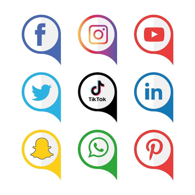 Vettore icone dei social media impostate logo vector illustrator