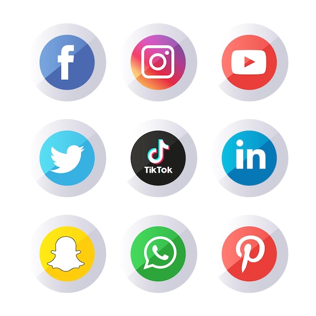 Social media icons set Logo Vector Illustrator