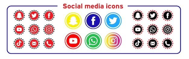 Social media icons and symbols Threads Facebook YouTube WhatsApp and Twitter