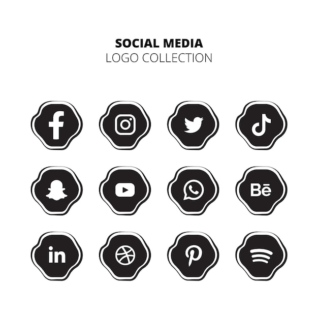 Vector social media icons vector set with facebook instagram twitter tiktok youtube logos vector