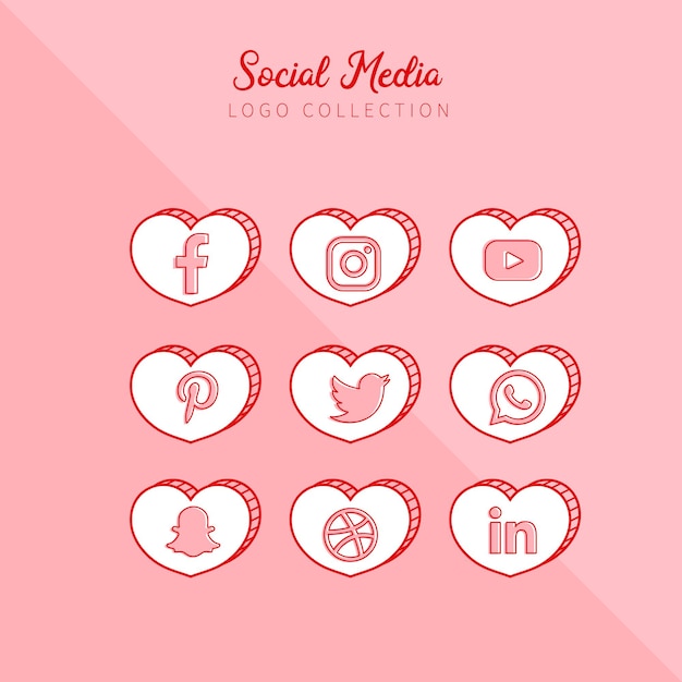 Il vettore delle icone dei social media è impostato con i loghi di facebook, instagram, twitter, whatsapp. vettore gratuito
