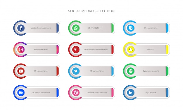 Social media icons with banner template collections