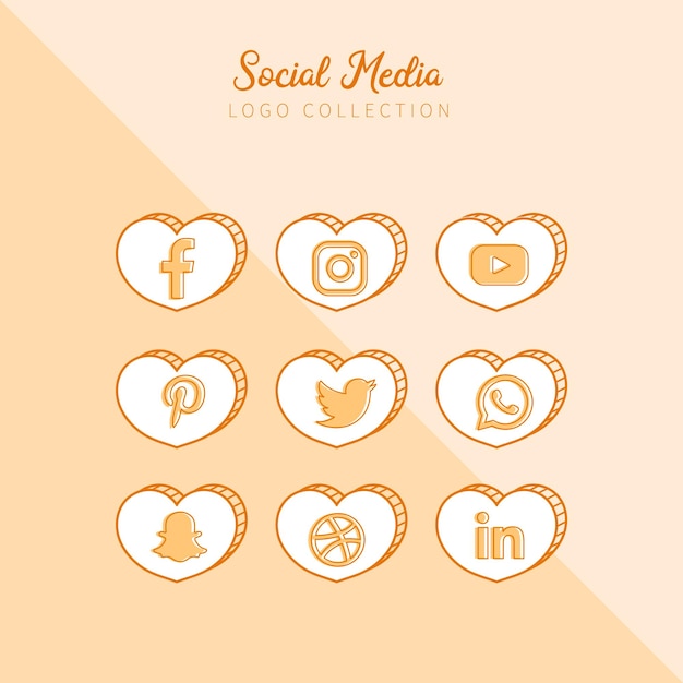 Icone dei social media con facebook, instagram, twitter, whatsapp, loghi, premium, vettore