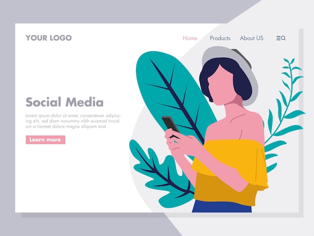 Social media illustration for landing page