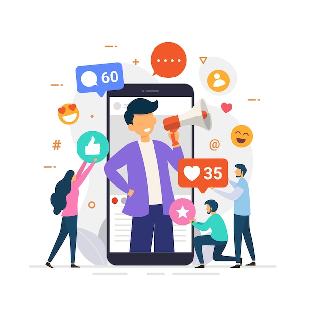 Illustrazione di concetto di design di social media influencer