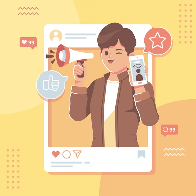 social media influencer flat design illustration