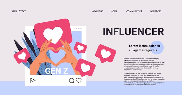 Social media influencer generatie z lifestyle concept nieuwe moderne demografische trend met progressieve jeugdgen