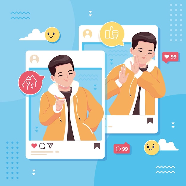 Social media influencer illustration concept