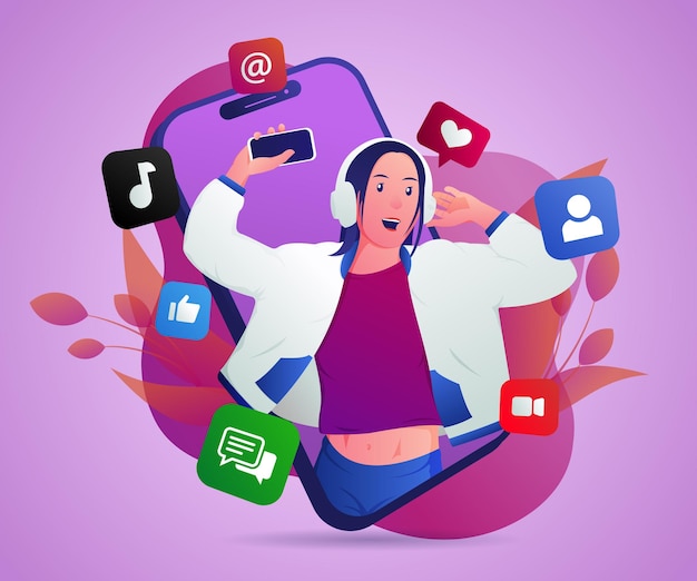 Social media influencer vector illustration