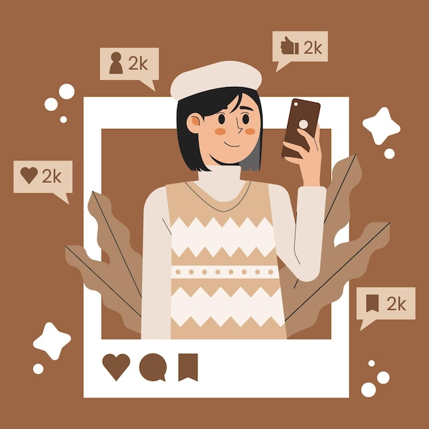 Vector social media influencer vectorillustratie