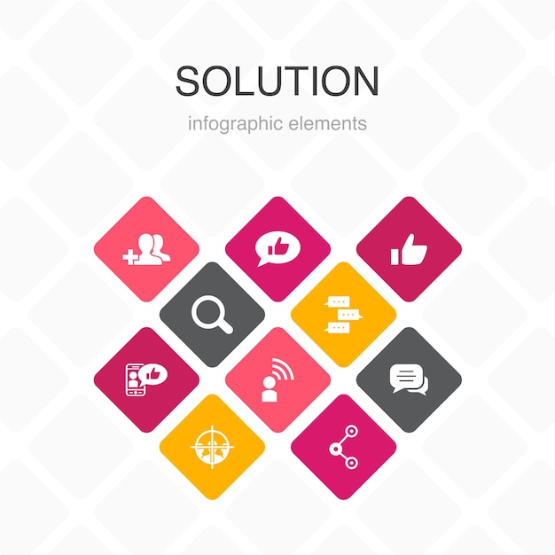 Social media  infographic 10 option template.like, share, follow, comments simple icons