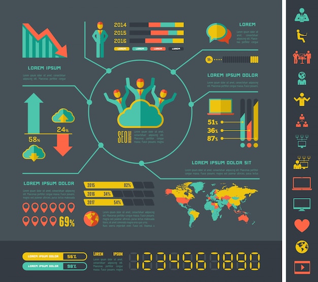 Vettore modello di infografica social media.