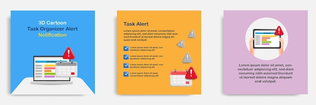 ソーシャルメディアの有益なプロジェクト管理アラート期限通知投稿バナーテンプレートデザイン