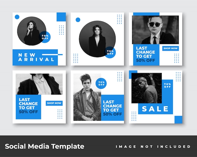 Vector social media instagram feed post banner bundle