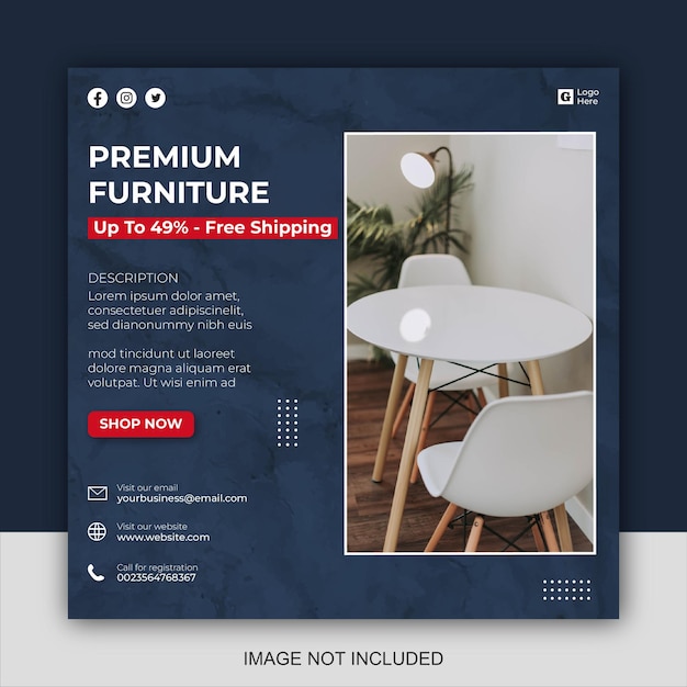 Social media instagram feed post furniture sale banner template