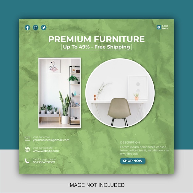 Social media instagram feed post furniture sale banner template