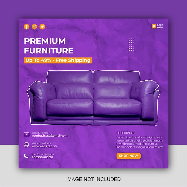 Social media instagram feed post furniture sale banner template