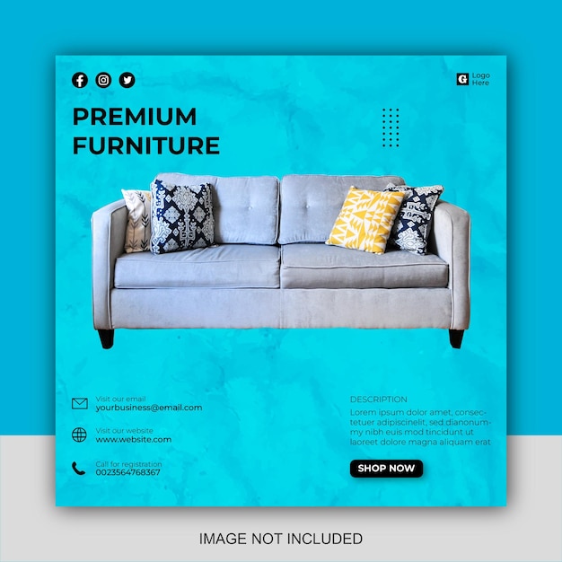 Social media instagram feed post furniture sale banner template