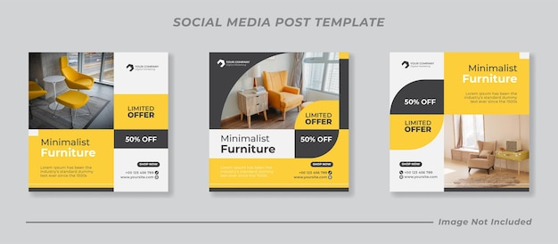 Social media instagram feed post furniture sale banner template