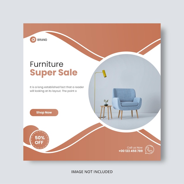 Social media instagram feed post furniture sale banner template