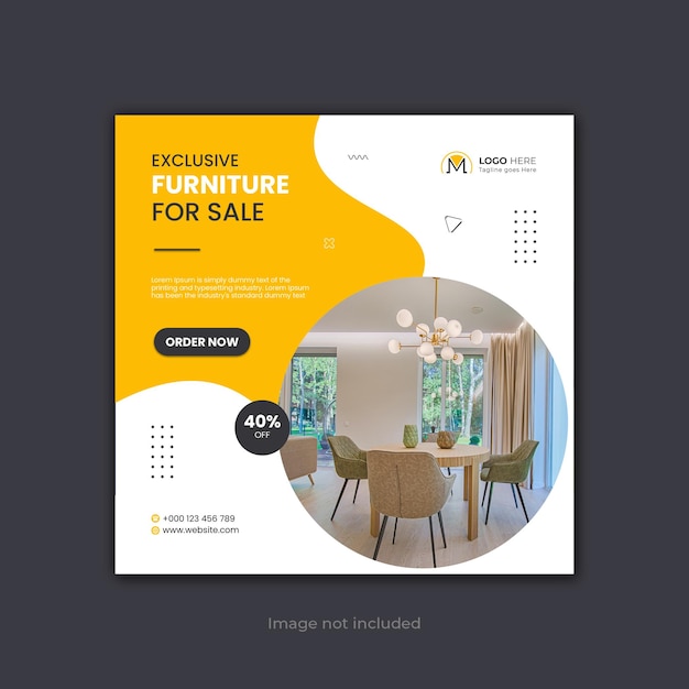 Social media instagram feed post furniture sale banner template