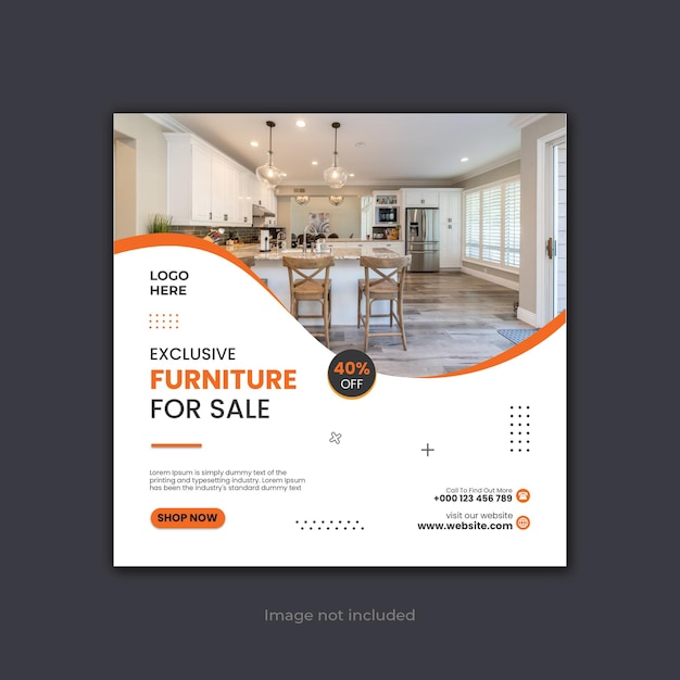 Social media instagram feed post furniture sale banner template