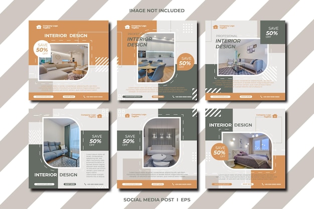 social media instagram feed post interior sale banner template