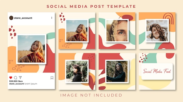 Social media instagram feed post template bundle