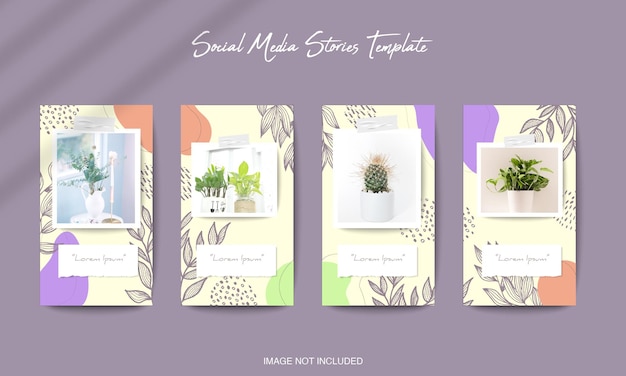 Social media instagram feed post template in grid puzzle style with organic shape background