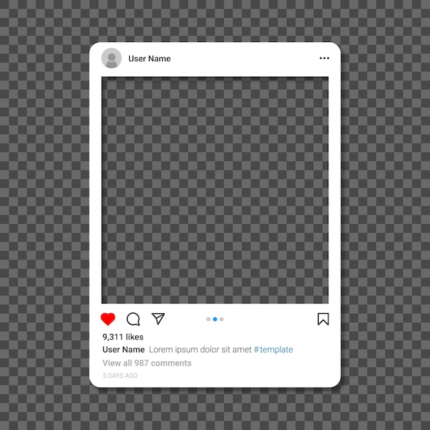 Modello di cornice instagram di social media