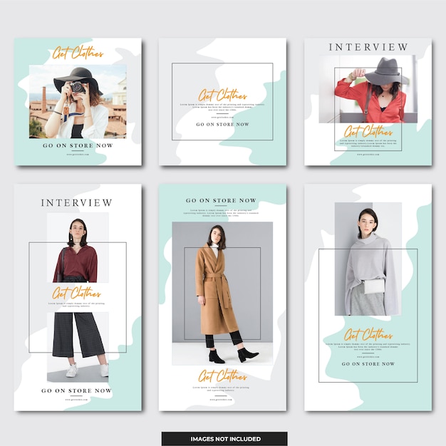 ベクトル ソーシャルメディアのinstagram投稿とinstagramストーリーテンプレートファッション
