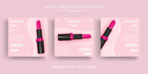 Social media instagram post feed bundle kit cosmetici modello