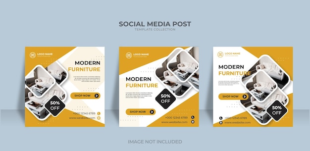 Social media instagram post modern furnitue for sale banner template Premium Vector