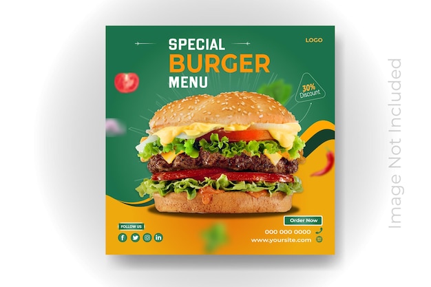 Social media instagram post template for food promotion simple banner frame