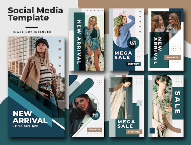 Vettore storie di instagram sui social media post banner bundle