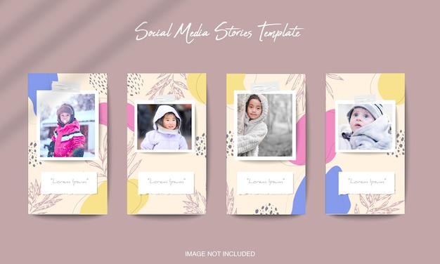 Social media instagram stories template with organic shape background