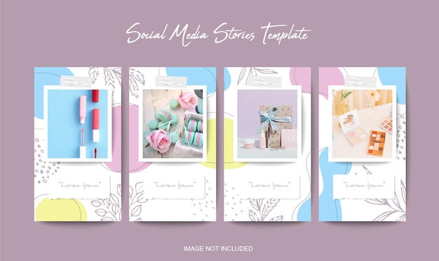 Social media instagram stories template with organic shape background