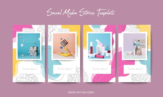 Social media instagram stories template with organic shape background