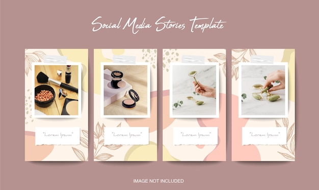 Social media instagram stories template with organic shape background