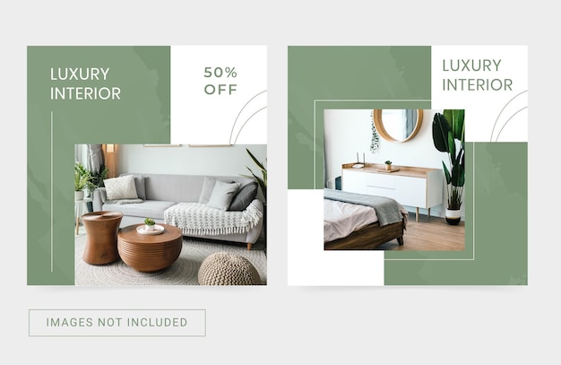ベクトル インテリアアイテムプロモーション広告バナーチラシスクエアのソーシャルメディアinstagramテンプレート